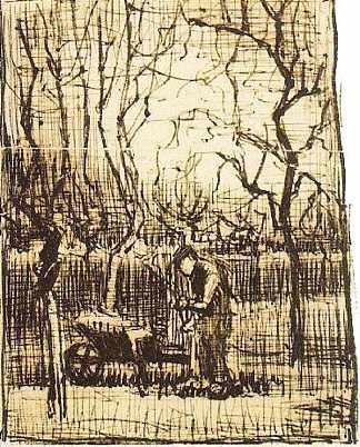 用手推车的园丁 Gardener with a Wheelbarrow (1884; Nunen / Nuenen,Netherlands                     )，文森特·梵高