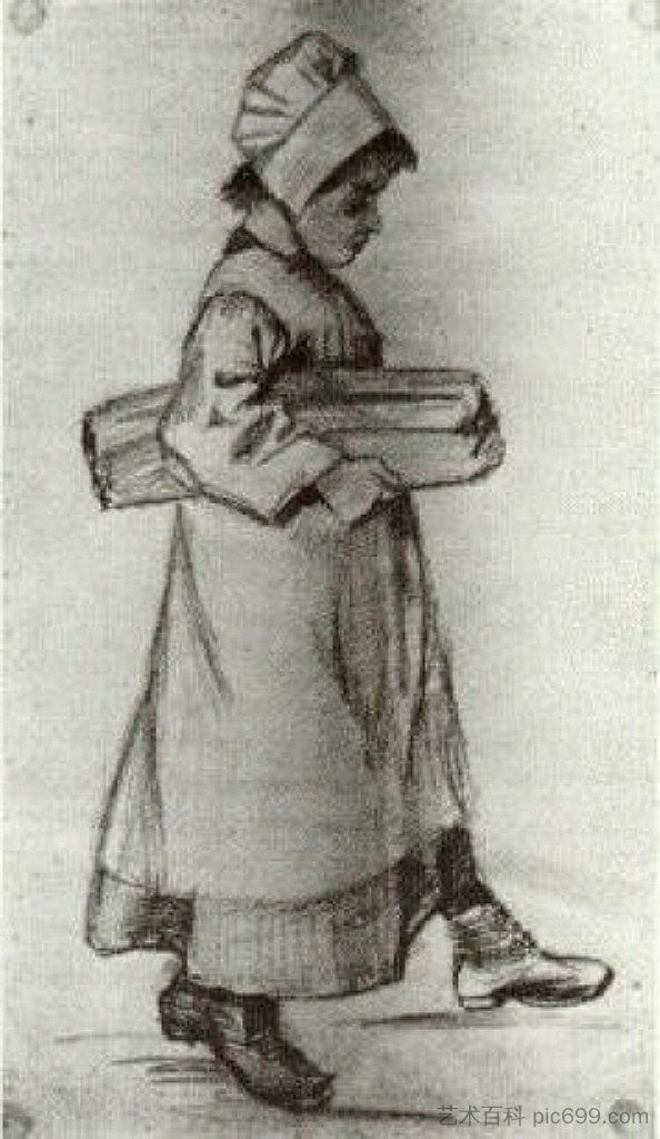 拿着面包的女孩 Girl Carrying a Loaf of Bread (1882; Haag / Den Haag / La Haye / The Hague,Netherlands  )，文森特·梵高