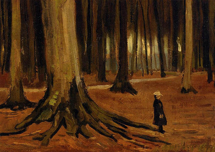 森林里的女孩 Girl in the Woods (1882; Haag / Den Haag / La Haye / The Hague,Netherlands  )，文森特·梵高