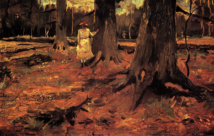 森林里穿白衣的女孩 Girl in White in the Woods (1882; Haag / Den Haag / La Haye / The Hague,Netherlands  )，文森特·梵高