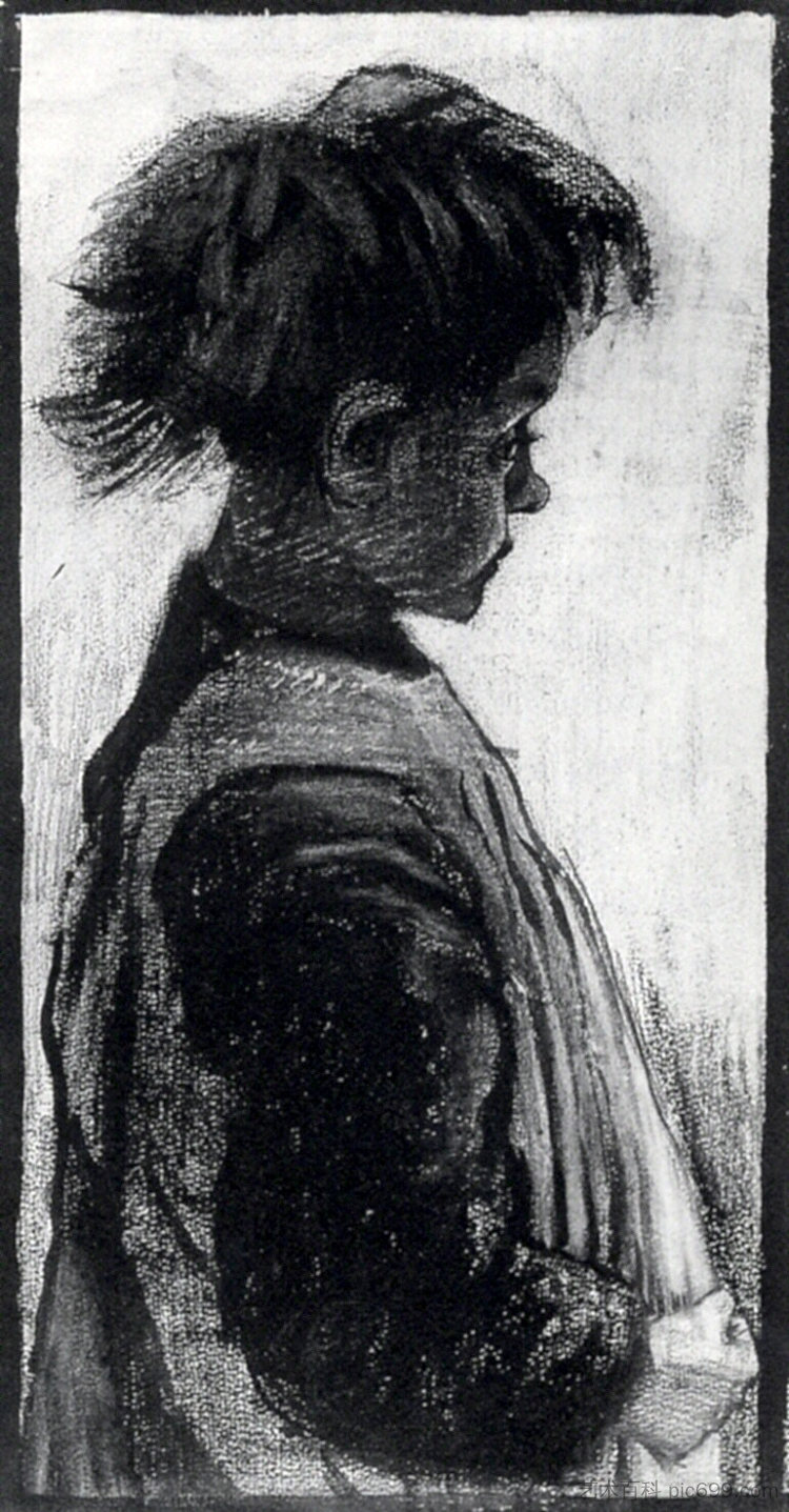 穿围裙的女孩，半身像 Girl with Pinafore, Half-Figure (1883; Haag / Den Haag / La Haye / The Hague,Netherlands  )，文森特·梵高