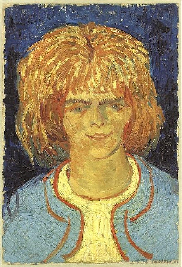 头发皱巴巴的女孩（The Mudlark） Girl with Ruffled Hair (The Mudlark) (1888; Arles,Bouches-du-Rhône,France  )，文森特·梵高