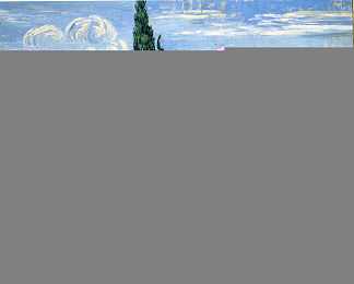 绿色麦田与柏树 Green Wheat Field with Cypress (1889; Saint-rémy-de-provence,France                     )，文森特·梵高