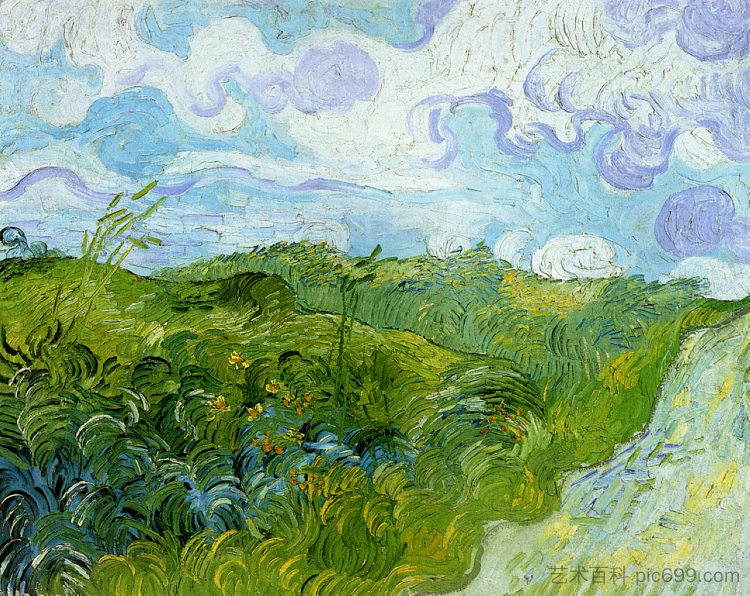 绿色麦田 Green Wheat Fields (1890; Saint-rémy-de-provence,France  )，文森特·梵高