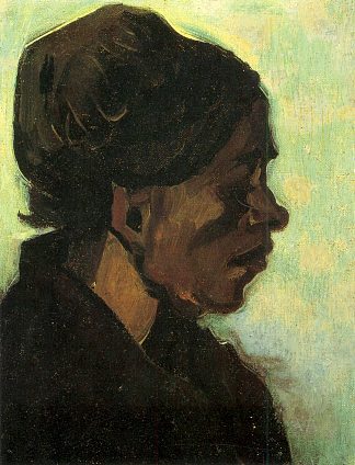 戴着黑帽子的布拉班特农妇的头 Head of a Brabant Peasant Woman with Dark Cap (1885; Nunen / Nuenen,Netherlands                     )，文森特·梵高