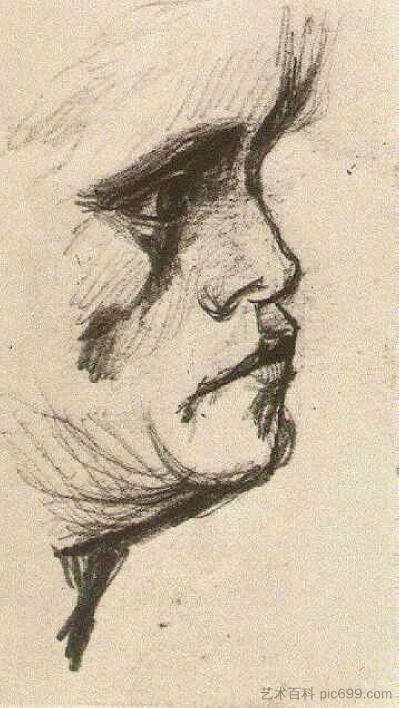 一个人的头 Head of a Man (1885)，文森特·梵高