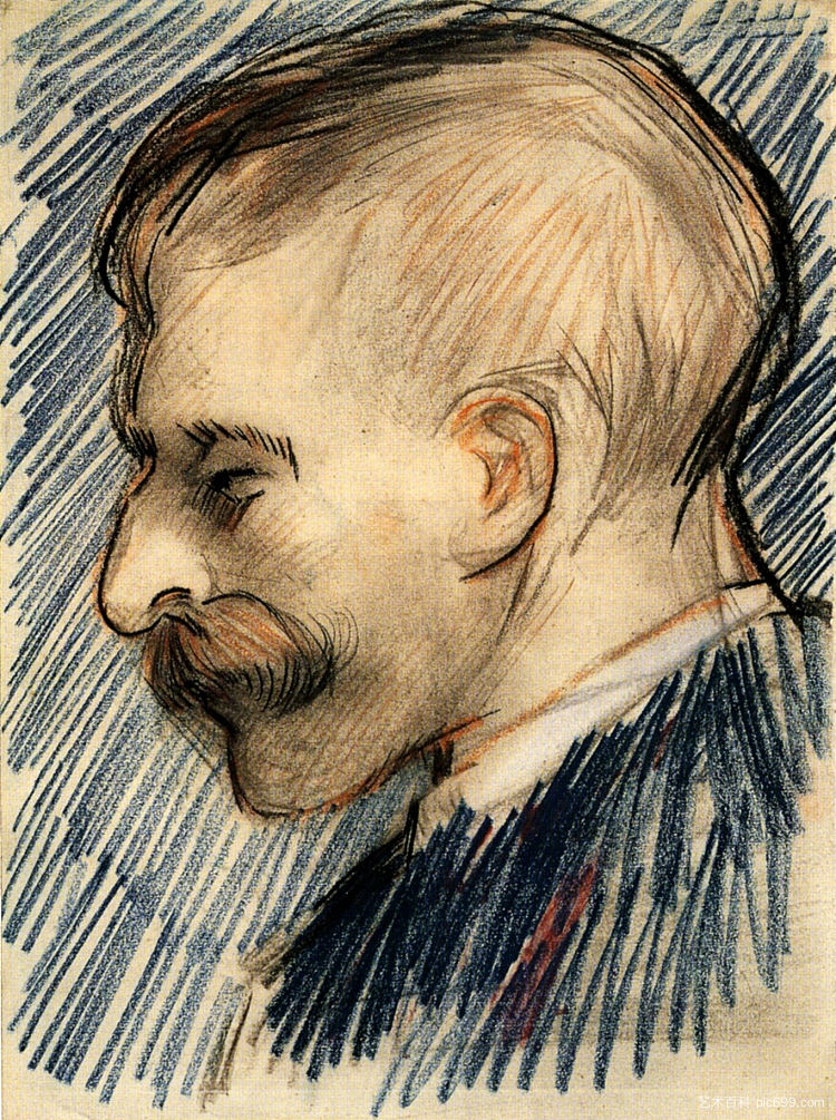 一个人的头（可能是西奥梵高） Head of a Man (Possibly Theo van Gogh) (1887; Paris,France  )，文森特·梵高