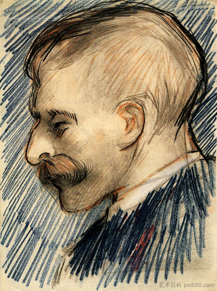 一个人的头（可能是西奥梵高） Head of a Man (Possibly Theo van Gogh) (1887; Paris,France  )，文森特·梵高