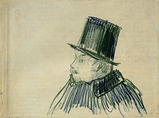 戴礼帽的男人的头 Head of a Man with a Top Hat (1887; Paris,France                     )，文森特·梵高