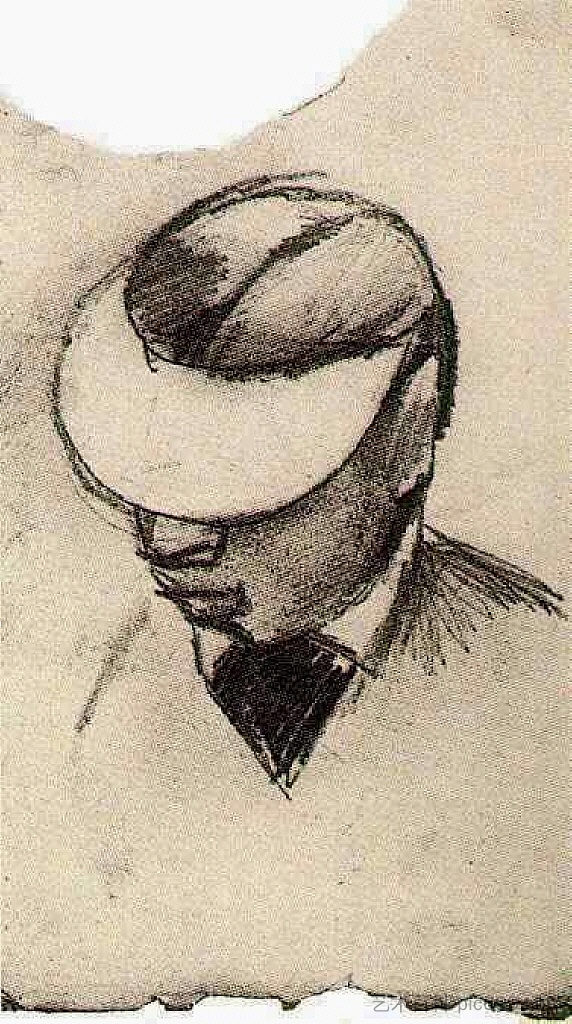 戴帽子的人的头（平版画家的阴影） Head of a Man with Cap (Lithographer's Shade) (1886; Paris,France  )，文森特·梵高