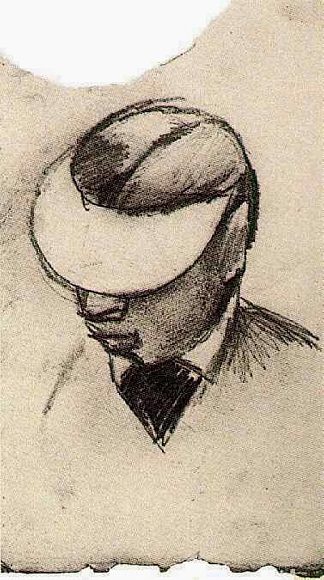 戴帽子的人的头（平版画家的阴影） Head of a Man with Cap (Lithographer’s Shade) (1886; Paris,France                     )，文森特·梵高