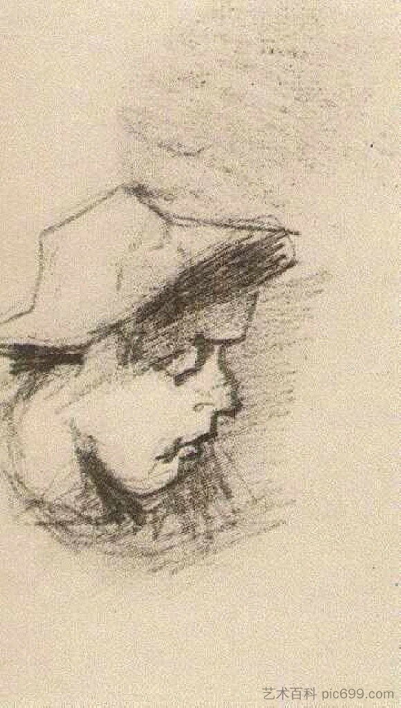 戴草帽的人的头 Head of a Man with Straw Hat (1885; Nunen / Nuenen,Netherlands  )，文森特·梵高