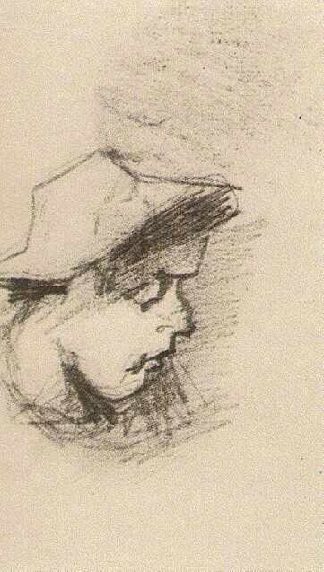 戴草帽的人的头 Head of a Man with Straw Hat (1885; Nunen / Nuenen,Netherlands                     )，文森特·梵高