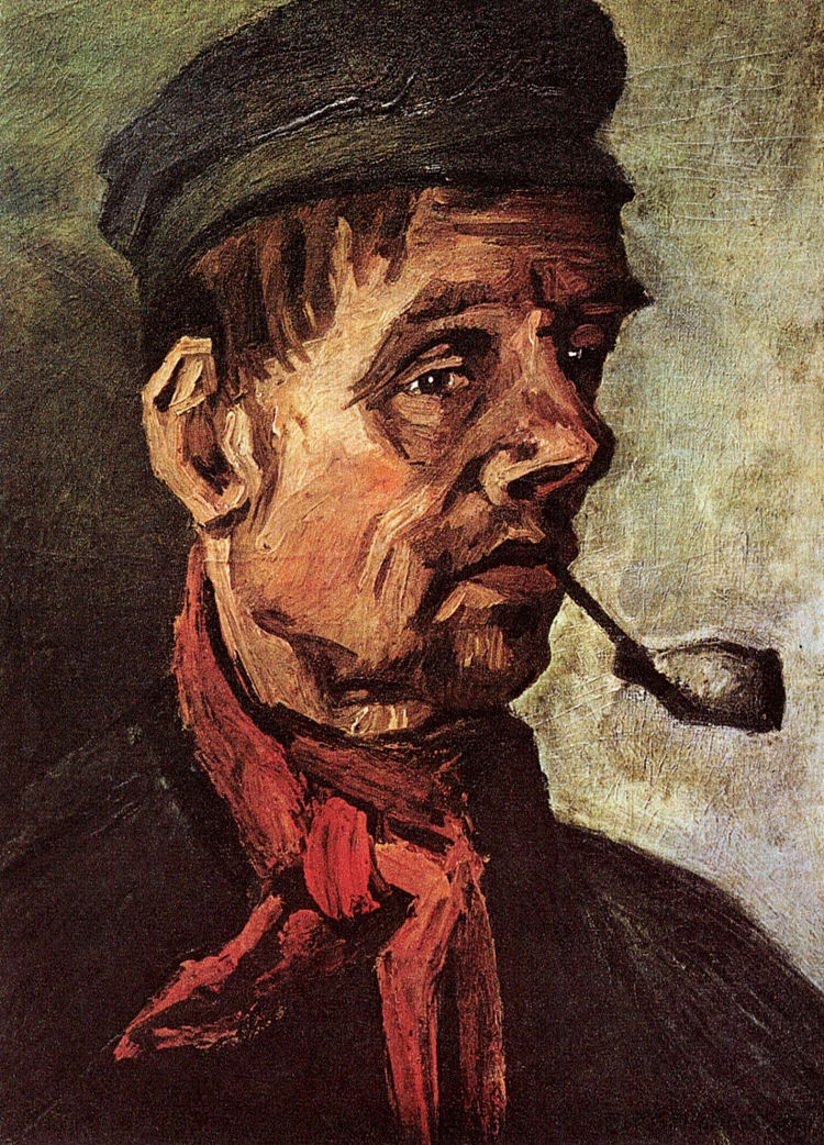 拿着烟斗的农民头像 Head of a Peasant with a Pipe (1885; Nunen / Nuenen,Netherlands  )，文森特·梵高