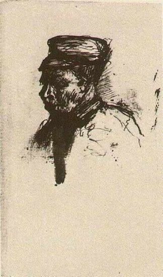 带帽农民的头 Head of a Peasant with Cap (1885)，文森特·梵高