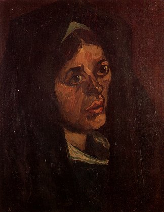披着绿色披肩的农妇头像 Head of a Peasant Woman in a Green Shawl (1885; Nunen / Nuenen,Netherlands                     )，文森特·梵高