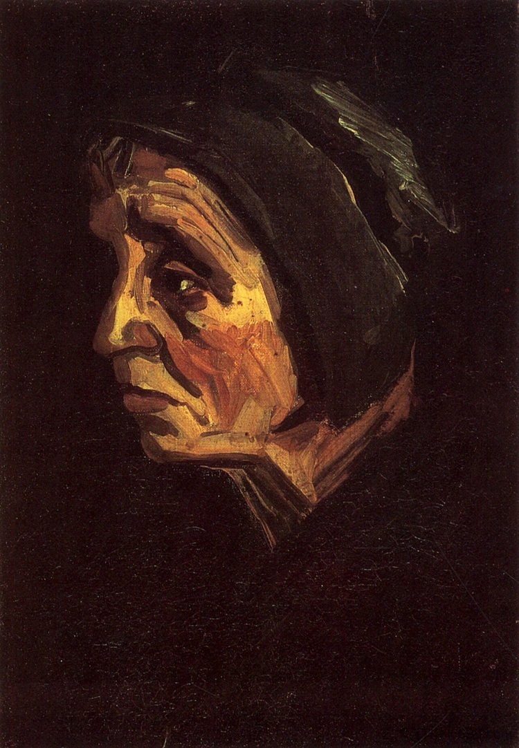 戴着黑帽子的农妇头像 Head of a Peasant Woman with Dark Cap (1885; Nunen / Nuenen,Netherlands  )，文森特·梵高