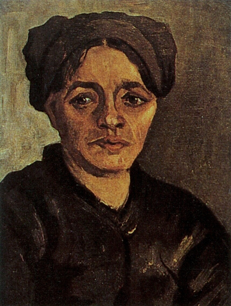 戴着黑帽子的农妇头像 Head of a Peasant Woman with Dark Cap (1885; Nunen / Nuenen,Netherlands  )，文森特·梵高