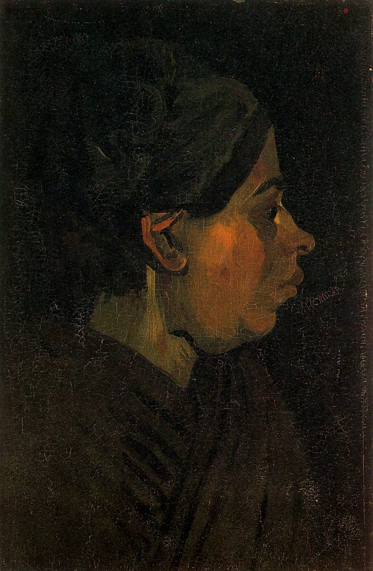 戴着黑帽子的农妇头像 Head of a Peasant Woman with Dark Cap (1885; Nunen / Nuenen,Netherlands  )，文森特·梵高