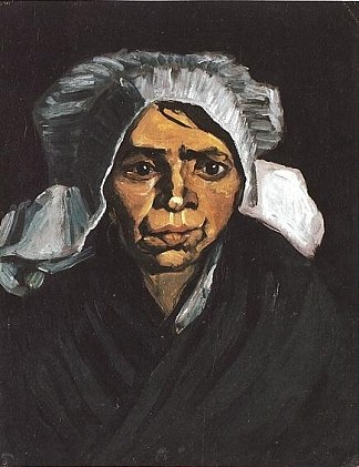 戴白帽的农妇头像 Head of a Peasant Woman with White Cap (1884; Nunen / Nuenen,Netherlands                     )，文森特·梵高