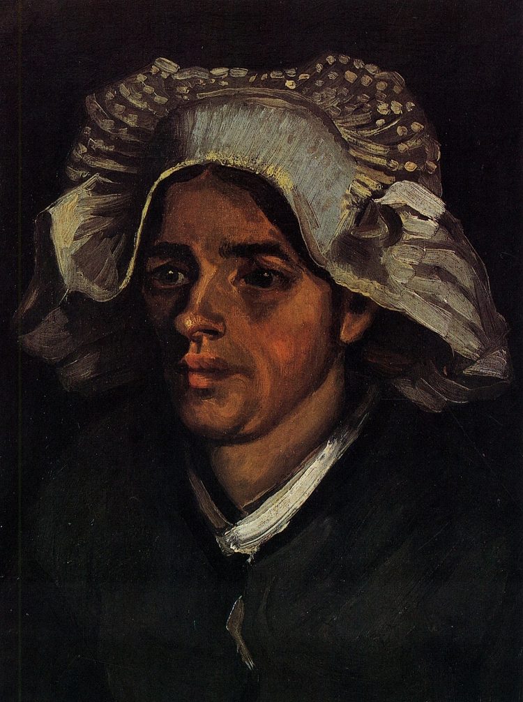 戴白帽的农妇头像 Head of a Peasant Woman with White Cap (1885; Nunen / Nuenen,Netherlands  )，文森特·梵高