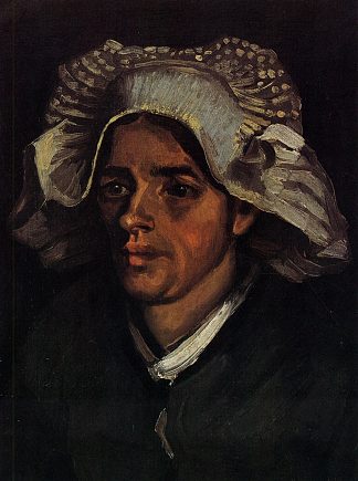 戴白帽的农妇头像 Head of a Peasant Woman with White Cap (1885; Nunen / Nuenen,Netherlands                     )，文森特·梵高