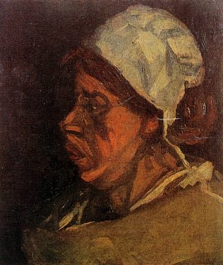 戴白帽的农妇头像 Head of a Peasant Woman with White Cap (1885; Nunen / Nuenen,Netherlands                     )，文森特·梵高