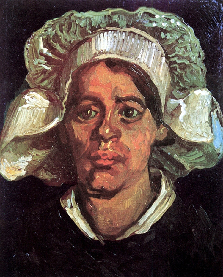 戴白帽的农妇头像 Head of a Peasant Woman with White Cap (1885; Nunen / Nuenen,Netherlands  )，文森特·梵高