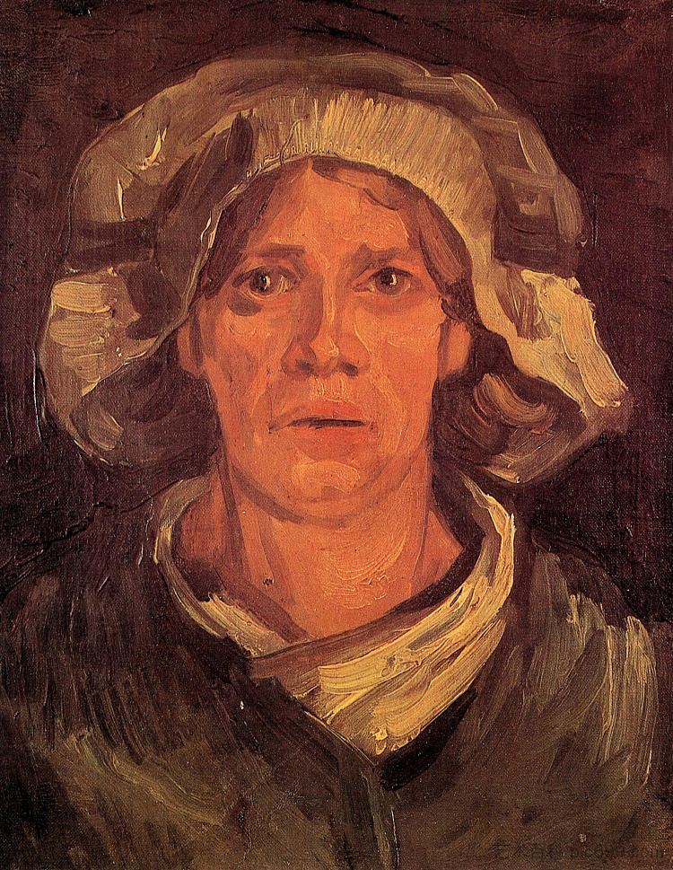 戴白帽的农妇头像 Head of a Peasant Woman with White Cap (1885; Nunen / Nuenen,Netherlands  )，文森特·梵高