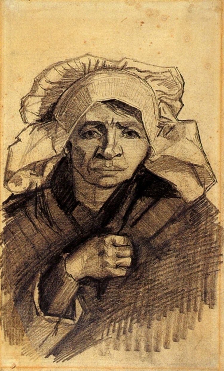 女人的头 Head of a Woman (c.1885; Nunen / Nuenen,Netherlands  )，文森特·梵高