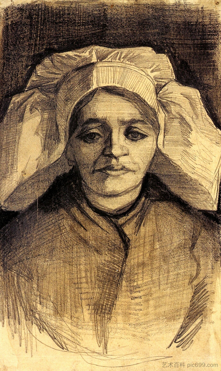 女人的头 Head of a Woman (c.1885; Nunen / Nuenen,Netherlands ),文森特·梵高