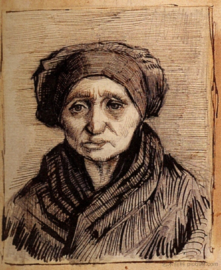 女人的头 Head of a Woman (c.1885; Nunen / Nuenen,Netherlands  )，文森特·梵高