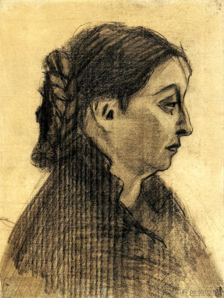 女人的头 Head of a Woman (c.1885; Nunen / Nuenen,Netherlands ),文森特·梵高