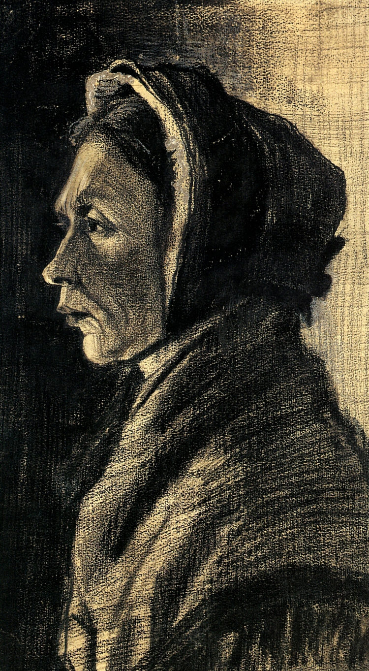 女人的头 Head of a Woman (1883; Haag / Den Haag / La Haye / The Hague,Netherlands  )，文森特·梵高