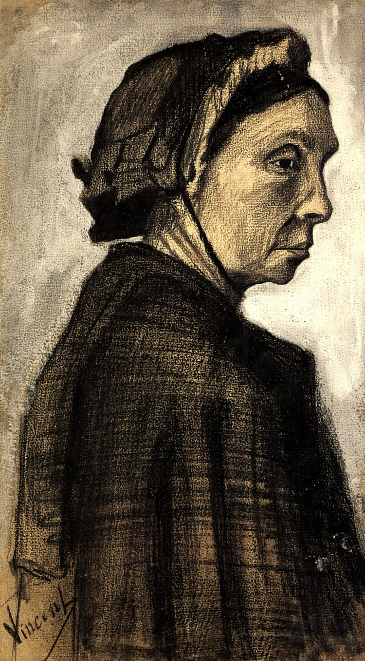 女人的头 Head of a Woman (c.1883; Haag / Den Haag / La Haye / The Hague,Netherlands  )，文森特·梵高