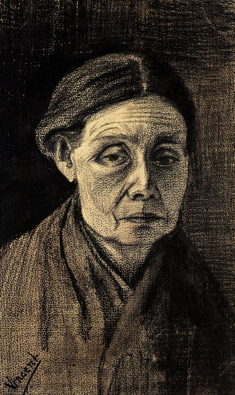 女人的头 Head of a Woman (c.1883; Haag / Den Haag / La Haye / The Hague,Netherlands  )，文森特·梵高