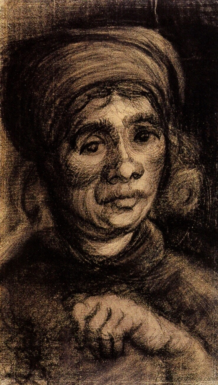 女人的头 Head of a Woman (c.1885; Nunen / Nuenen,Netherlands ),文森特·梵高