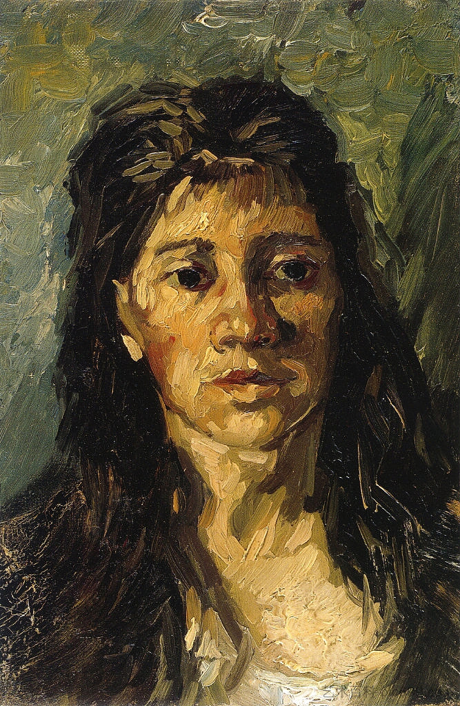 一个披头散发的女人的头 Head of a Woman with her Hair Loose (1885; Antwerp,Belgium  )，文森特·梵高