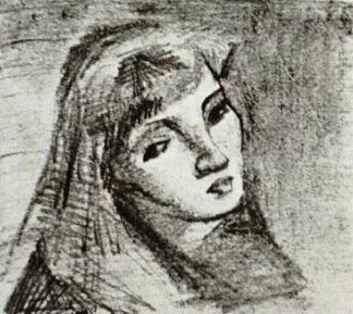 头发松散的女人的头 Head of a Woman with Her Hair Loose (1886; Antwerp,Belgium                     )，文森特·梵高