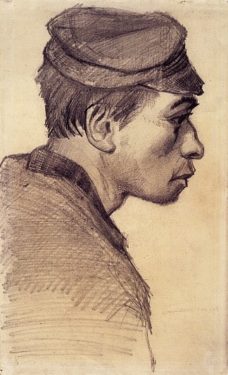 一个年轻人的头 Head of a Young Man (c.1885; Nunen / Nuenen,Netherlands                     )，文森特·梵高