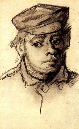 一个年轻人的头 Head of a Young Man (c.1885; Nunen / Nuenen,Netherlands                     )，文森特·梵高