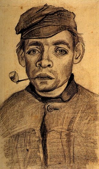 Head of a Young Man with a Pipe Head of a Young Man with a Pipe (c.1885; Nunen / Nuenen,Netherlands                     )，文森特·梵高