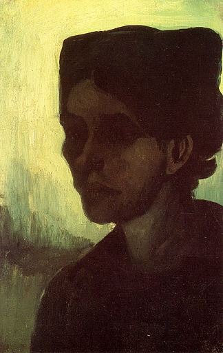 一个戴着黑帽子的年轻农妇的头 Head of a Young Peasant Woman with Dark Cap (1885; Nunen / Nuenen,Netherlands                     )，文森特·梵高