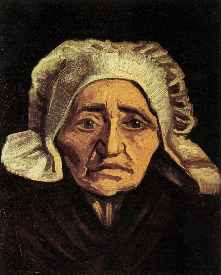 戴白帽的农妇头像 Head of an Old Peasant Woman with White Cap (1884; Nunen / Nuenen,Netherlands  )，文森特·梵高