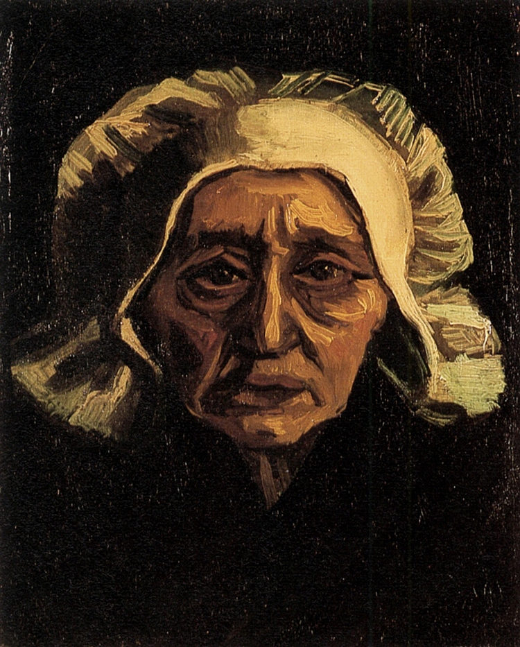 戴白帽的农妇头像 Head of an Old Peasant Woman with White Cap (1884; Nunen / Nuenen,Netherlands  )，文森特·梵高