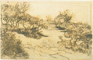 有灌木丛的山丘 Hill with Bushes (1888; Arles,Bouches-du-Rhône,France                     )，文森特·梵高