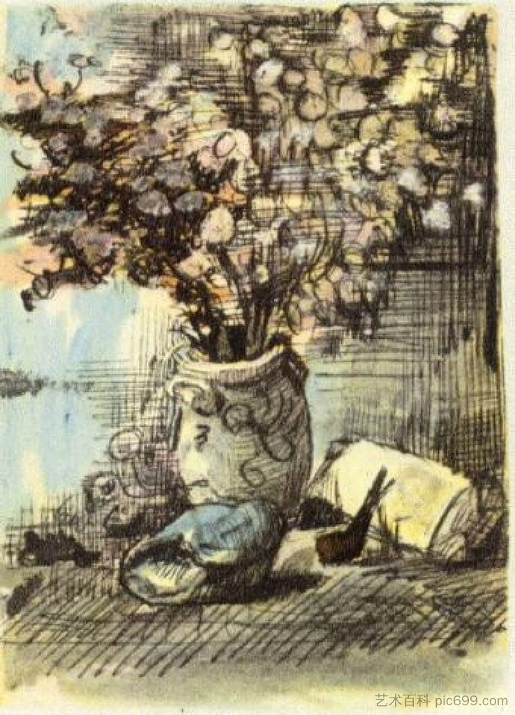 花瓶里的诚实 Honesty in a Vase (1885; Nunen / Nuenen,Netherlands ),文森特·梵高