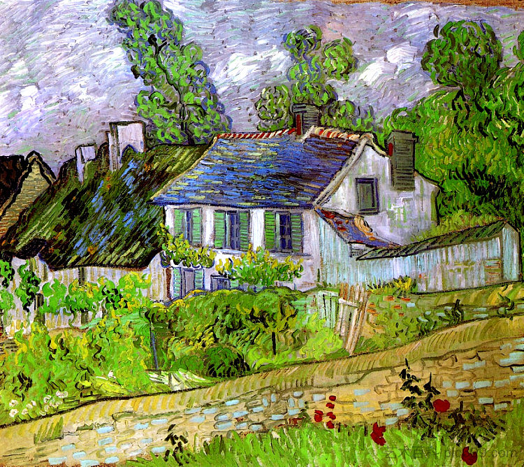 奥韦尔的度假屋 Houses in Auvers (1890; Auvers-sur-oise,France  )，文森特·梵高