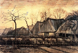 茅草屋顶的房子 Houses with Thatched Roofs (1884; Nunen / Nuenen,Netherlands                     )，文森特·梵高