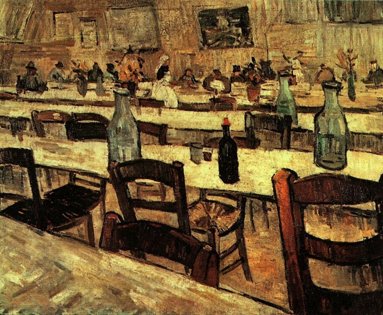 阿尔勒一家餐厅的内部 Interior of a Restaurant in Arles (1888; Arles,Bouches-du-Rhône,France  )，文森特·梵高